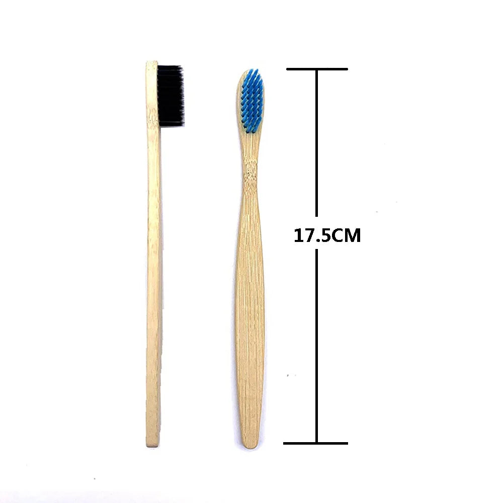 12PCS Bamboo Toothbrush Set – Eco-Friendly, Biodegradable Wooden Toothbrushes, Soft Charcoal Bristles, Sustainable Oral Care for Adults