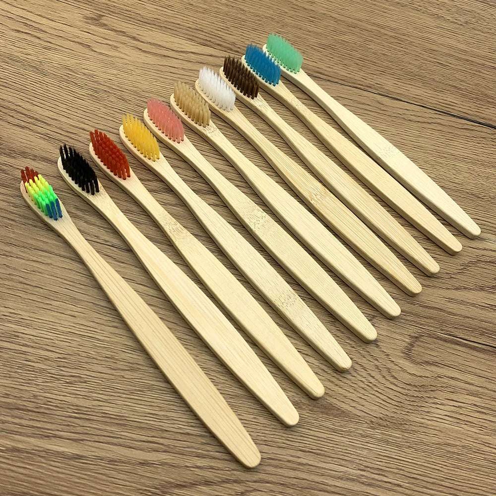 12PCS Bamboo Toothbrush Set – Eco-Friendly, Biodegradable Wooden Toothbrushes, Soft Charcoal Bristles, Sustainable Oral Care for Adults