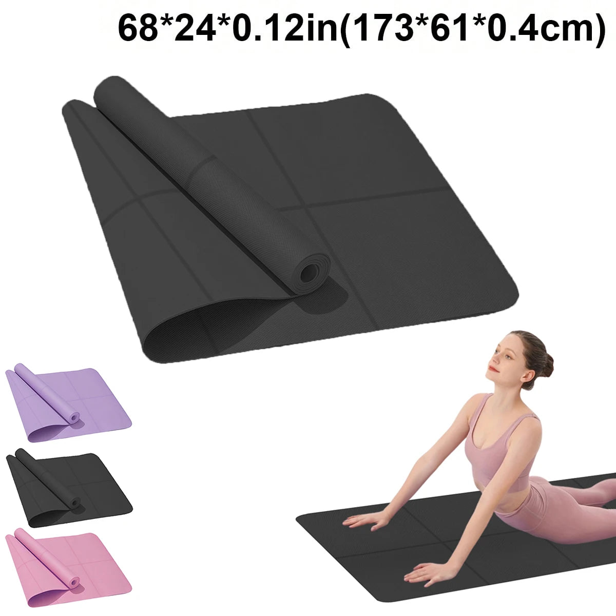 Anti-Skid Yoga Mat – 4mm Thick EVA Comfort Foam for Yoga, Pilates & Gym Workouts, Non-Slip & Lightweight Fitness Mat (173x61cm)