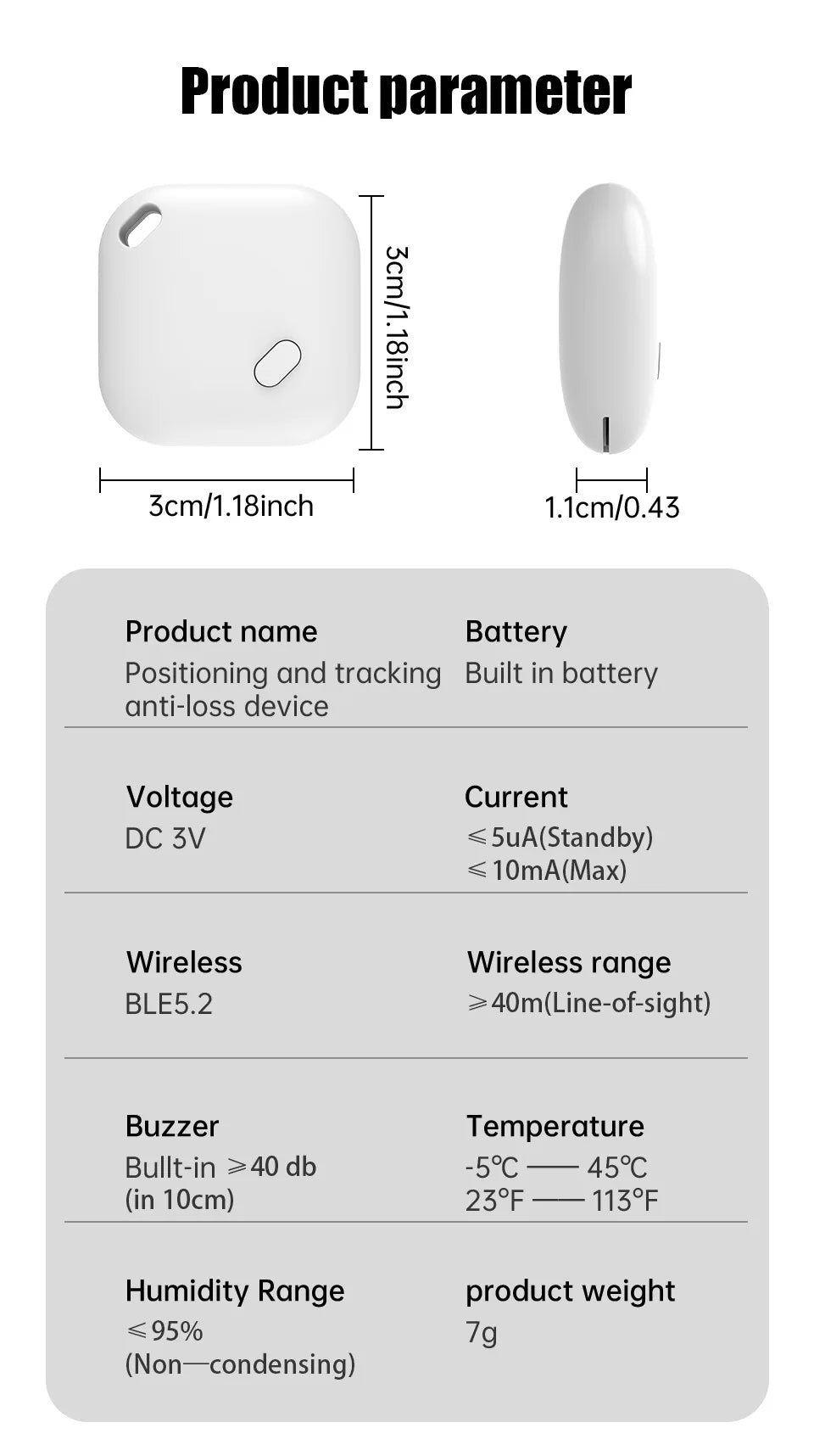 Mini Bluetooth Tracker – Smart GPS iTag for Apple Find My, Key Finder, Pet & Car Locator