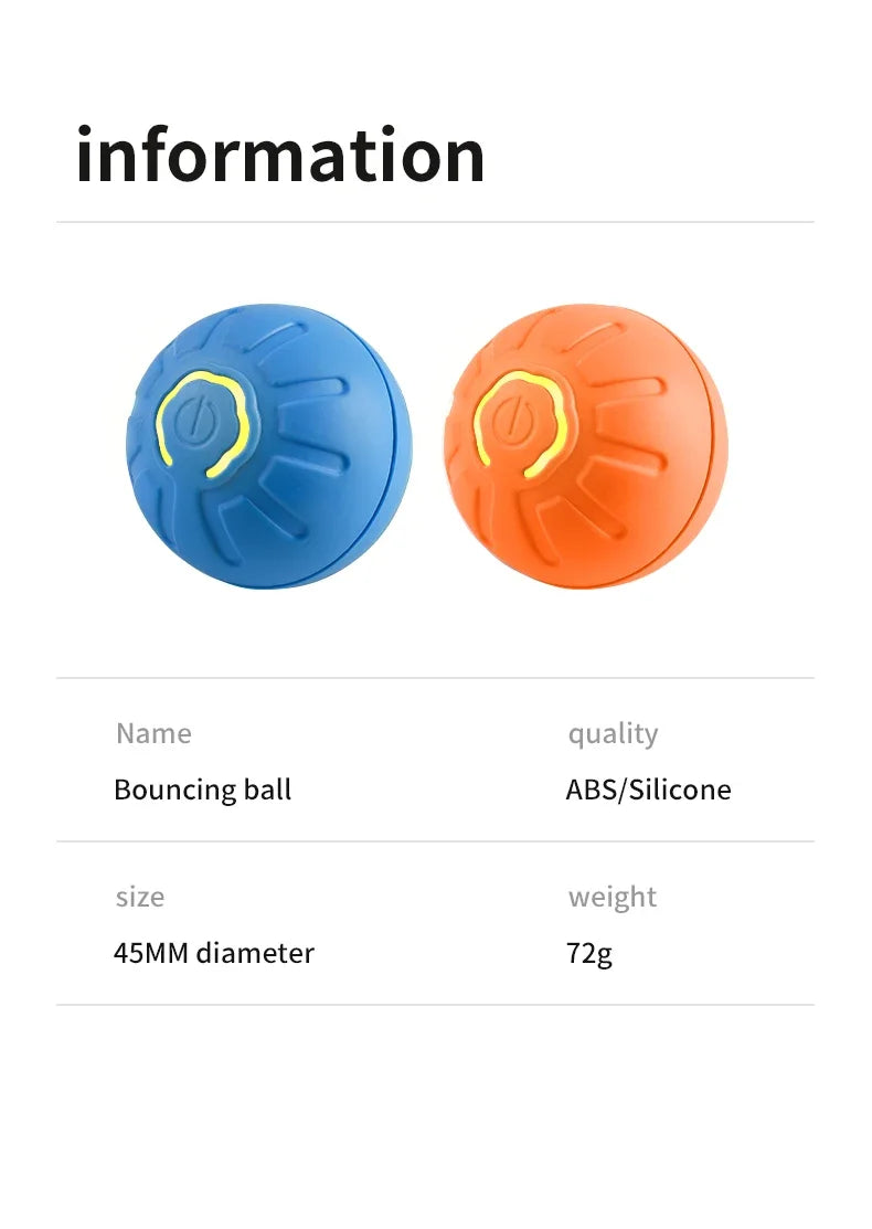 Smart Interactive Dog Toy Ball – USB Rechargeable, Automatic Moving & Bouncing Pet Toy for Dogs & Cats, LED Light, Durable Rubber Design