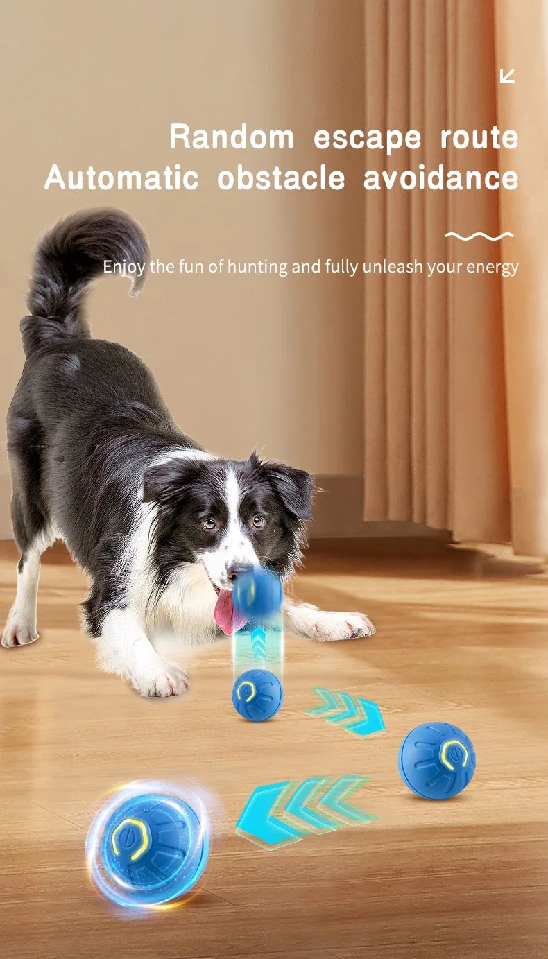 Smart Interactive Dog Toy Ball – USB Rechargeable, Automatic Moving & Bouncing Pet Toy for Dogs & Cats, LED Light, Durable Rubber Design