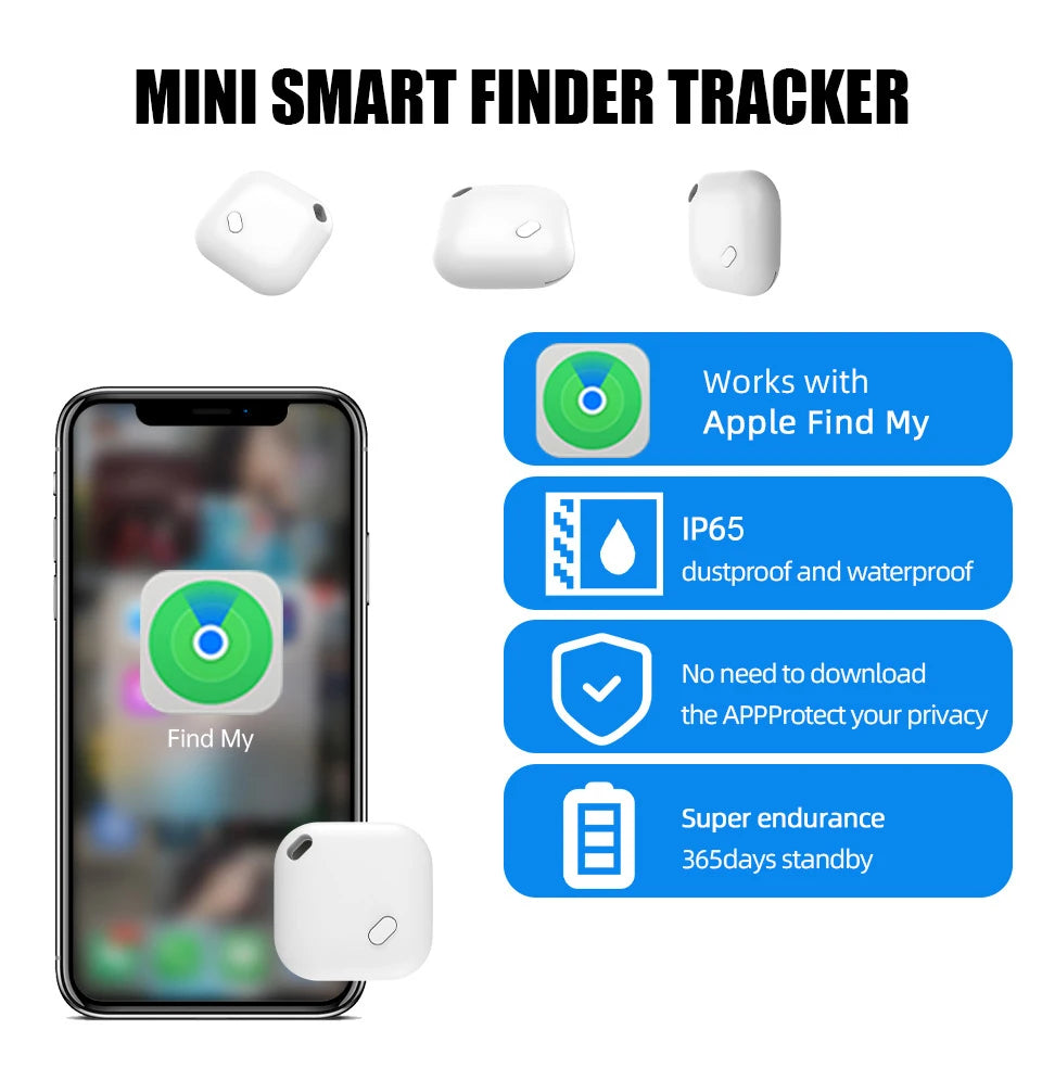 Mini Bluetooth Tracker – Smart GPS iTag for Apple Find My, Key Finder, Pet & Car Locator