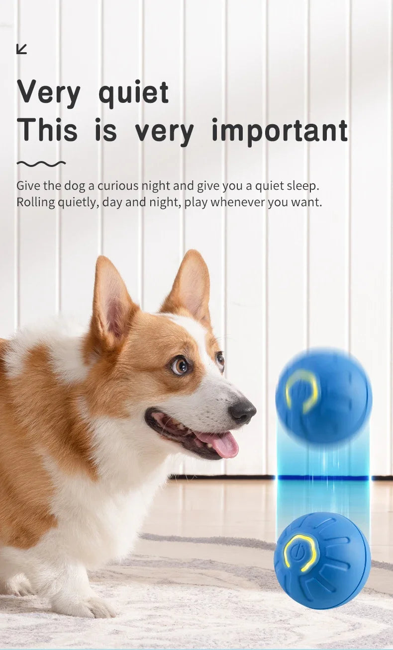 Smart Interactive Dog Toy Ball – USB Rechargeable, Automatic Moving & Bouncing Pet Toy for Dogs & Cats, LED Light, Durable Rubber Design