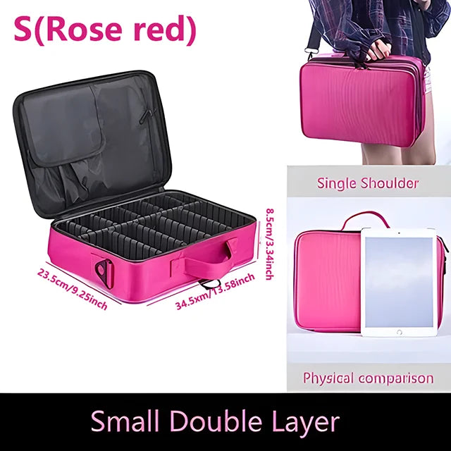 Professional Makeup Case – Large Capacity Travel Cosmetic Organizer for Beauty & Nail Tools | Portable Makeup Storage Box