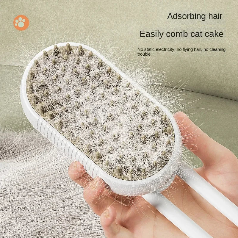 3-in-1 Steamy Dog Brush – Electric Pet Grooming Brush with Spray, Massage & Hair Removal for Dogs & Cats