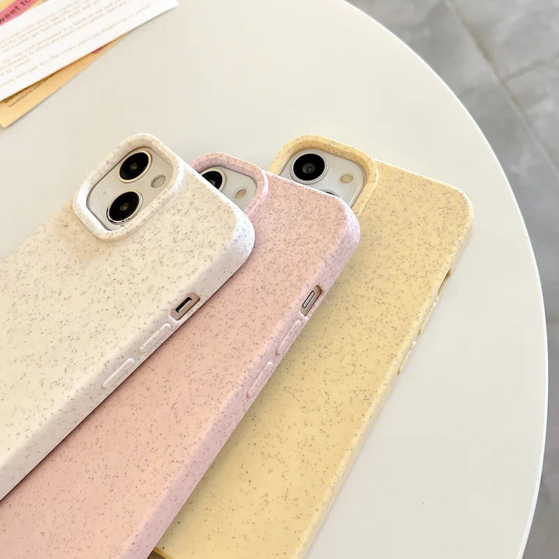 Eco-Friendly iPhone Case – Soft Silicone, Biodegradable Wheat Straw Cover, Anti-Scratch, Lightweight & Shockproof for iPhone 15, 14, 13, 12, 11, X, XR, 8, 7 & Plus Models