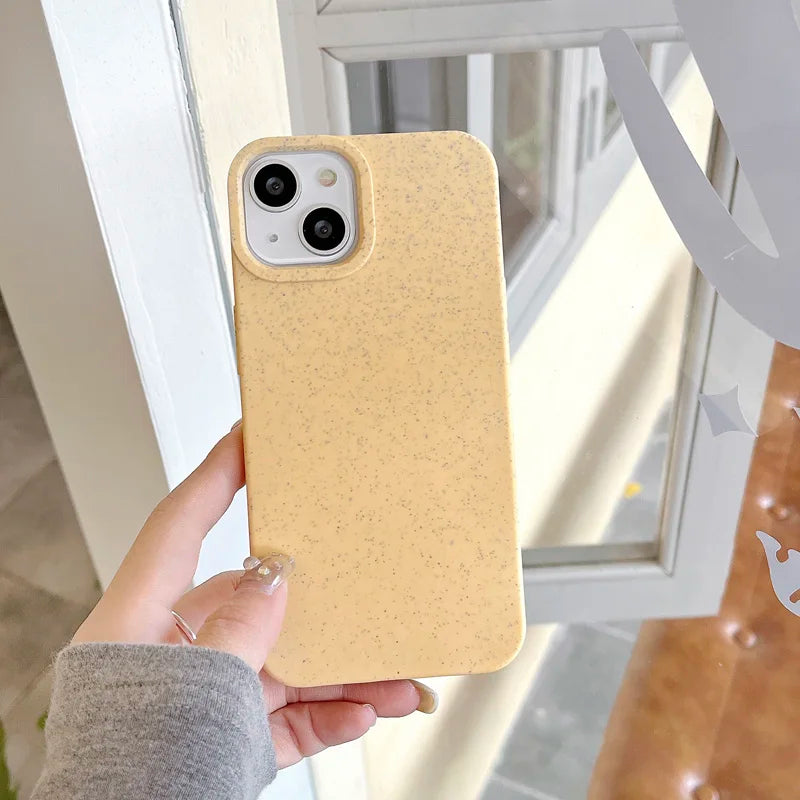 Eco-Friendly iPhone Case – Soft Silicone, Biodegradable Wheat Straw Cover, Anti-Scratch, Lightweight & Shockproof for iPhone 15, 14, 13, 12, 11, X, XR, 8, 7 & Plus Models