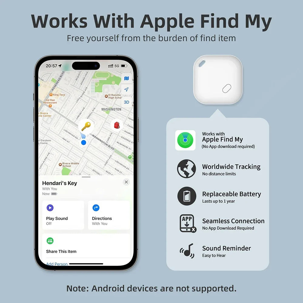 Mini Bluetooth Tracker – Smart GPS iTag for Apple Find My, Key Finder, Pet & Car Locator