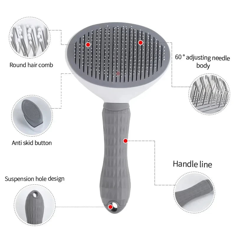 Pet Grooming Brush – Stainless Steel Comb for Dogs & Cats, Removes Loose Fur, Mats & Tangles