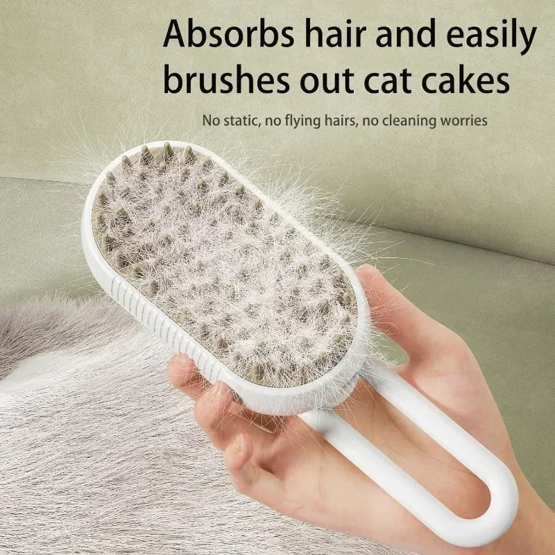 3-in-1 Steamy Dog Brush – Electric Pet Grooming Brush with Spray, Massage & Hair Removal for Dogs & Cats