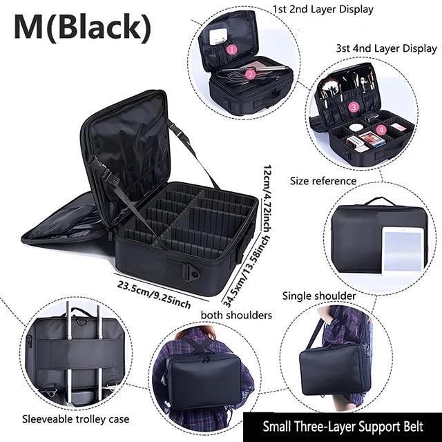 Professional Makeup Case – Large Capacity Travel Cosmetic Organizer for Beauty & Nail Tools | Portable Makeup Storage Box