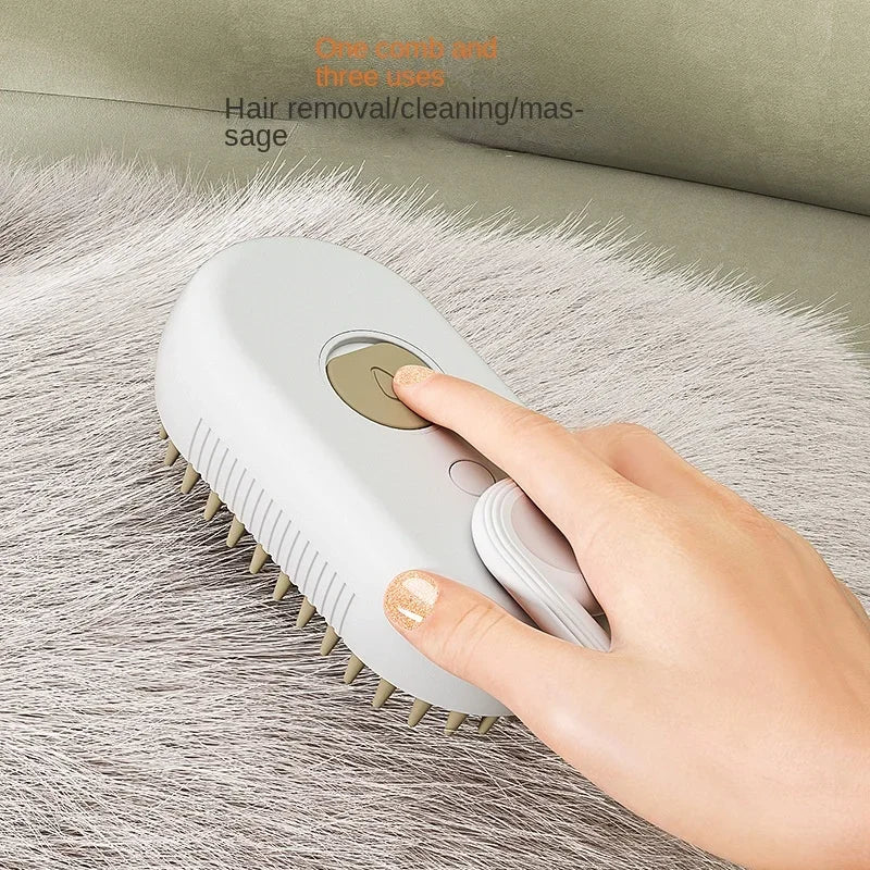 3-in-1 Steamy Dog Brush – Electric Pet Grooming Brush with Spray, Massage & Hair Removal for Dogs & Cats