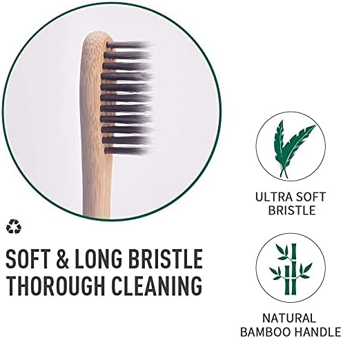 12PCS Bamboo Toothbrush Set – Eco-Friendly, Biodegradable Wooden Toothbrushes, Soft Charcoal Bristles, Sustainable Oral Care for Adults