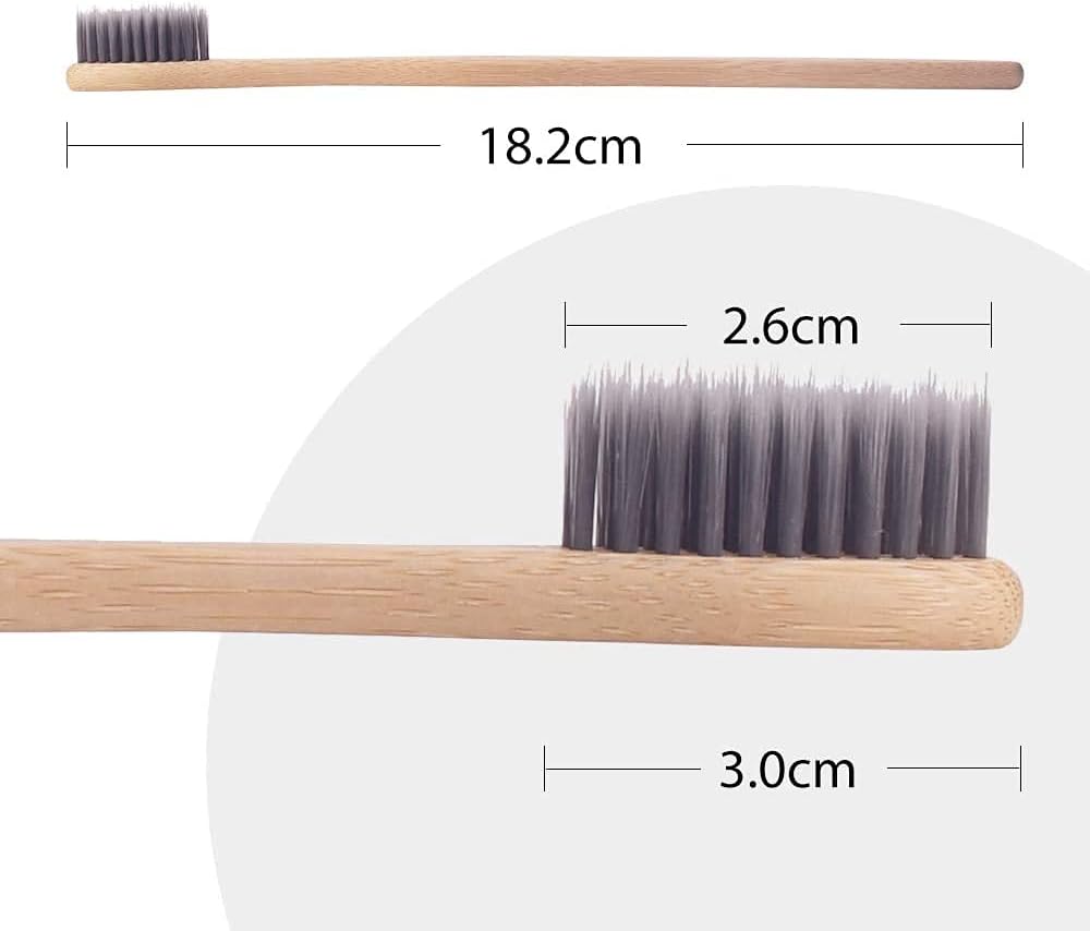 12PCS Bamboo Toothbrush Set – Eco-Friendly, Biodegradable Wooden Toothbrushes, Soft Charcoal Bristles, Sustainable Oral Care for Adults